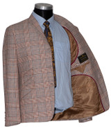 1960's Prince of Wales Linen Light Brown 60's Mod Suit