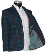 Black Watch tartan green wool men's blazer Jacket