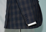 Cashmere wool navy and grey check blazer tailored