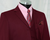 burgundy wine 3 piece suit