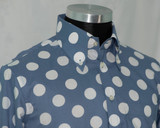 silver blue polka dot shirt