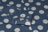 silver blue polka dot shirt