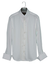 spearpoint tab long collar shirt white