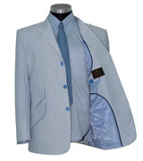 Peak lapel Jimmy cotton sky blue striped summer blazer