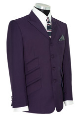 peak lapel 4 button purple suit