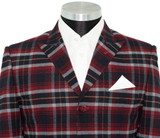 Tommy Moore Red and Navy Tartan Check Peak Lapel 4 Button Mod Blazer