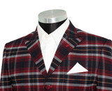 Tommy Moore Red and Navy Tartan Check Peak Lapel 4 Button Mod Blazer