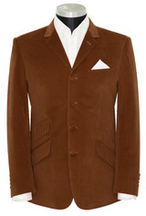 John Steel Brown Check Velvet 4 Button Mod Blazer