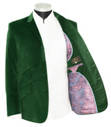 John Steel Sapphire Green Velvet 4 Button Mod Blazer