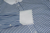 Penny Tab Collar White & Blue Stripe Long Sleeve Shirt