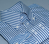 Button Down White & Blue Stripe Long Sleeve Mod Shirt