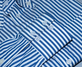 Button Down White & Blue Stripe Long Sleeve Mod Shirt