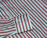 Button Down Red & Green Stripe Long Sleeve Mod Shirt