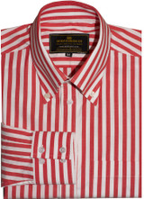 Button Down Pink Stripe in White Long Sleeve Shirt