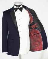 Navy blue Tuxedo Jacket Notch Lapel With Shirt & Tie