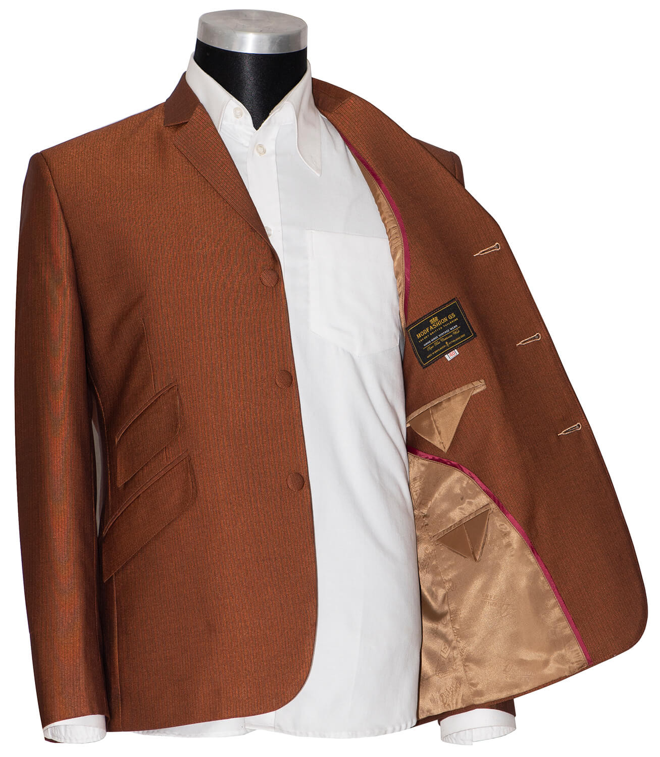 Rust colour 60's 3 button blazer for men