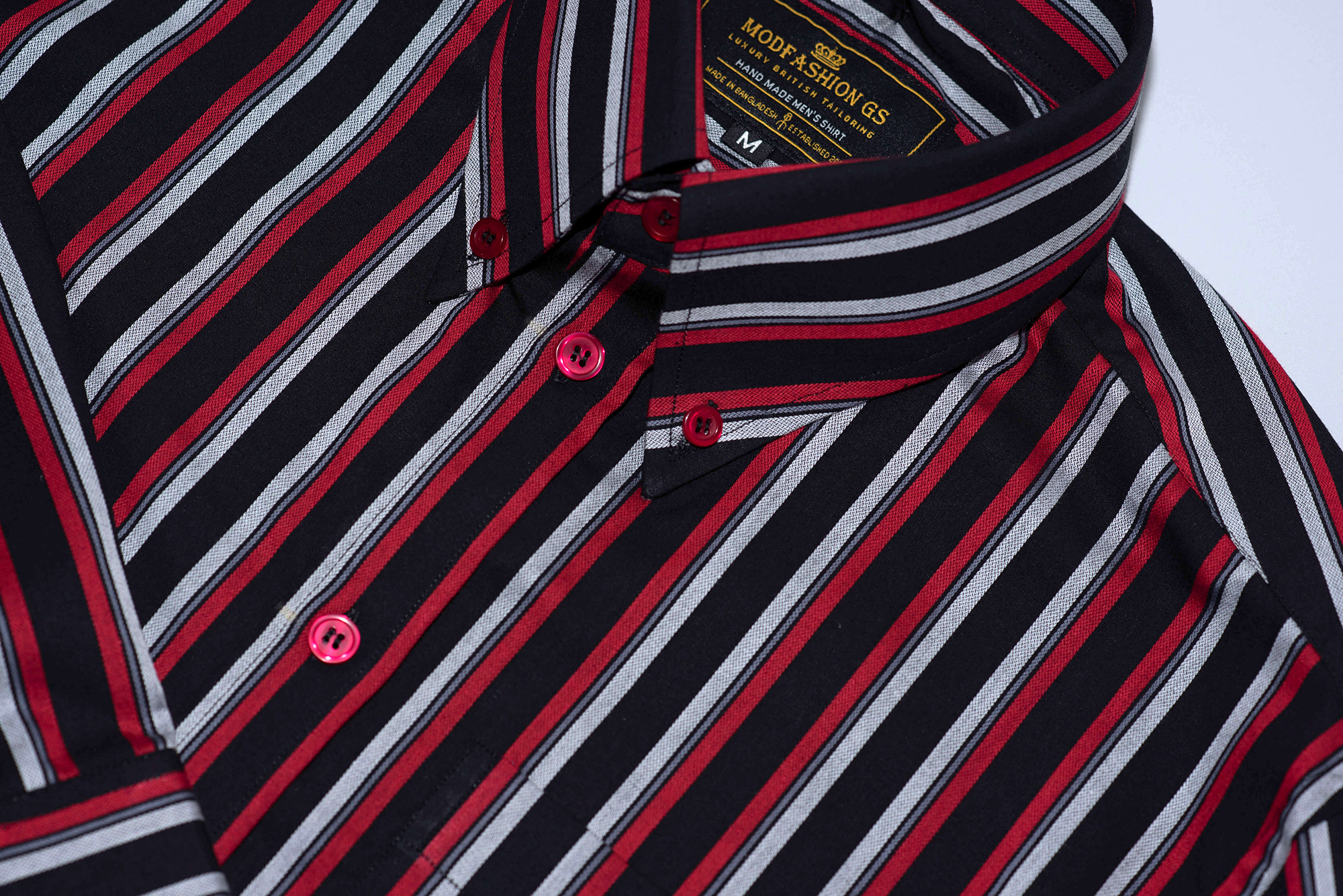 Mod shirt I 60's style high collar red & black stripe shirt