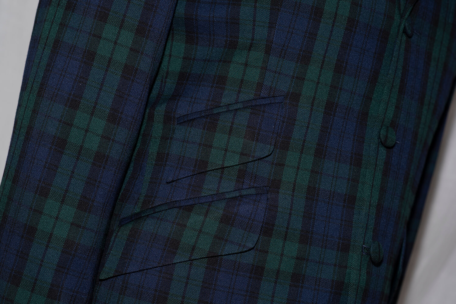 Black Watch tartan green wool men's blazer Jacket