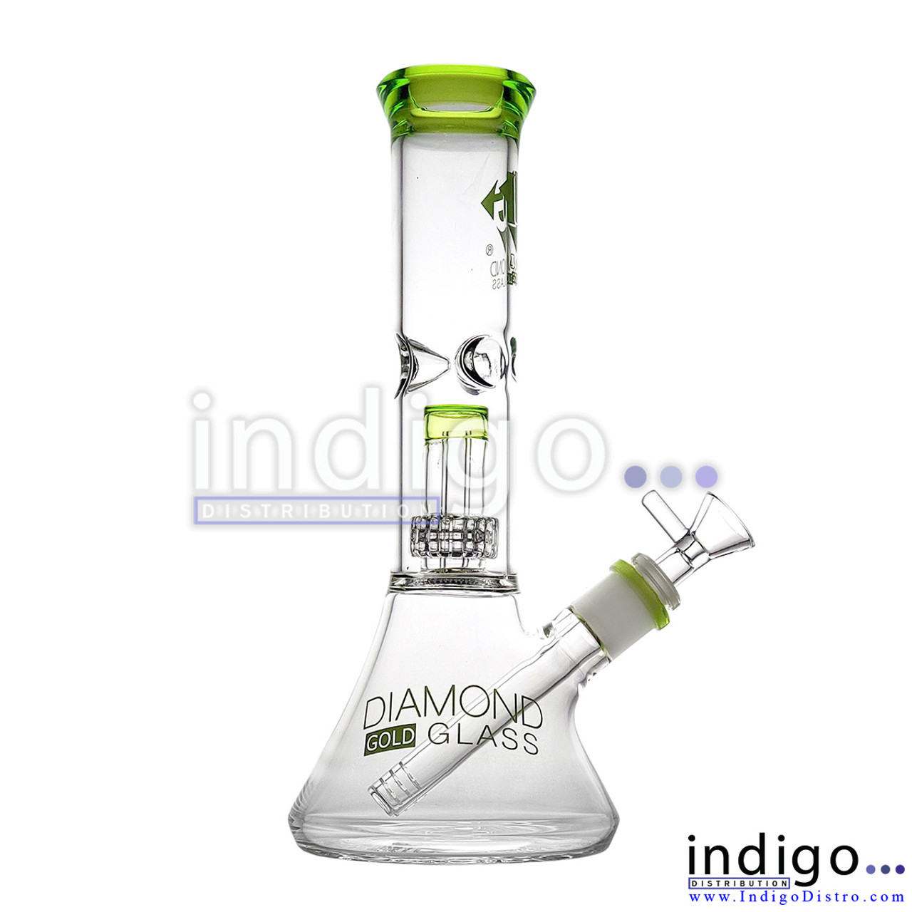 Diamond Glass Gold Karat Beaker Water Pipe 