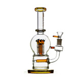 Diamond Gold Glass 10" Orb Inline Tree Perc Water Pipe