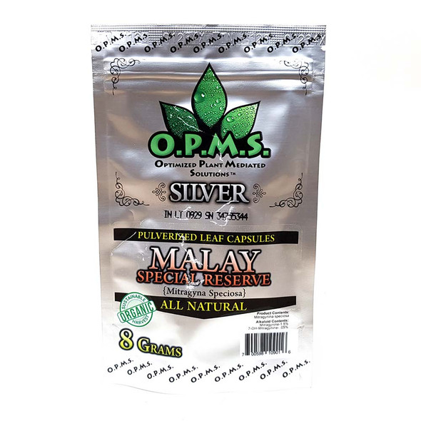 OPMS Silver Malay Special Reserve Kratom Capsules 8 grams