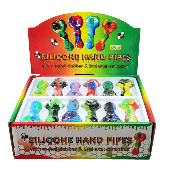 Silicone Hand Pipes Display box of 24