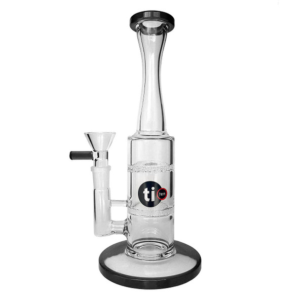 Titan 10" Stemless Double Fritted Water Pipe Black