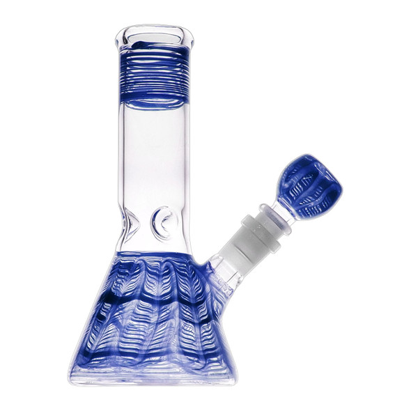 Raked glass water pipe blue