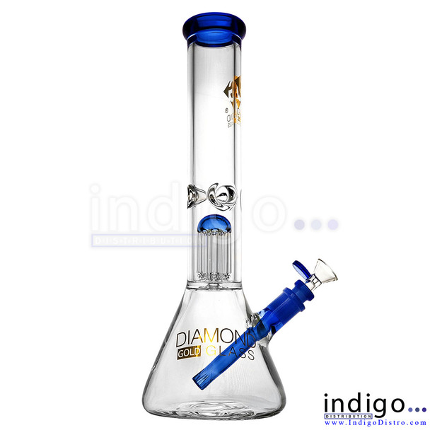 Wholesale Diamond Gold Glass 14 inch beaker water pipe