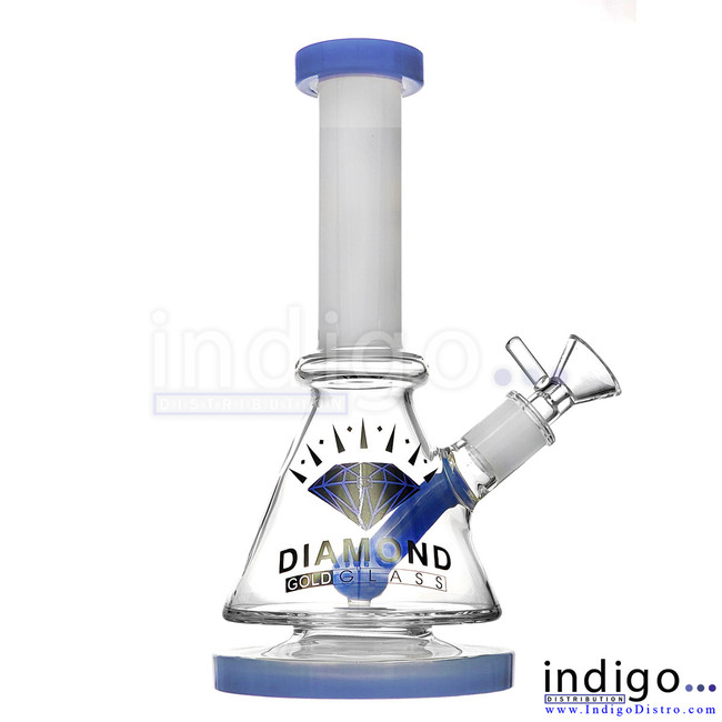 Wholesale Diamond Gold Glass pyramid beaker water pipe