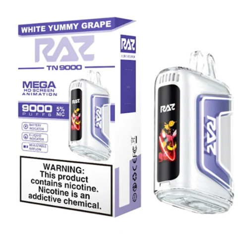 White Yummy Grape - RAZ TN9000 12ML 9000 PUFFS 5% NIC DISPOSABLE VAPE
