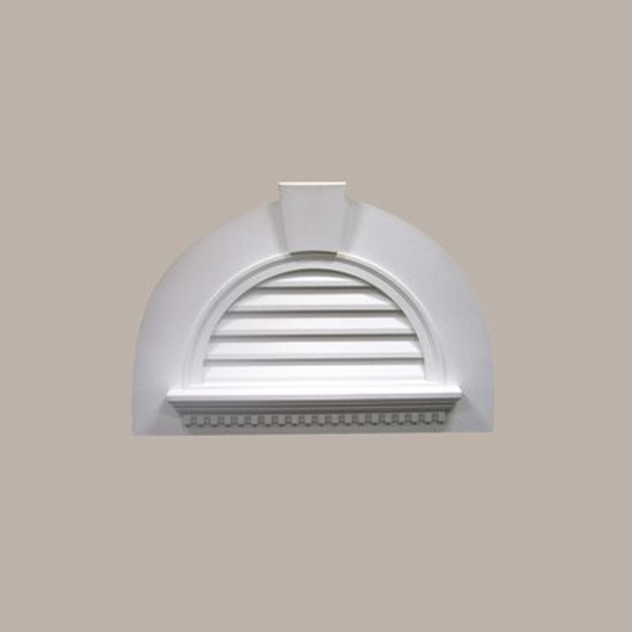 HRLV29-6FKWD Decorative Plain Keystone Half Round Louver Vent 42" Wide with Decorative Trim