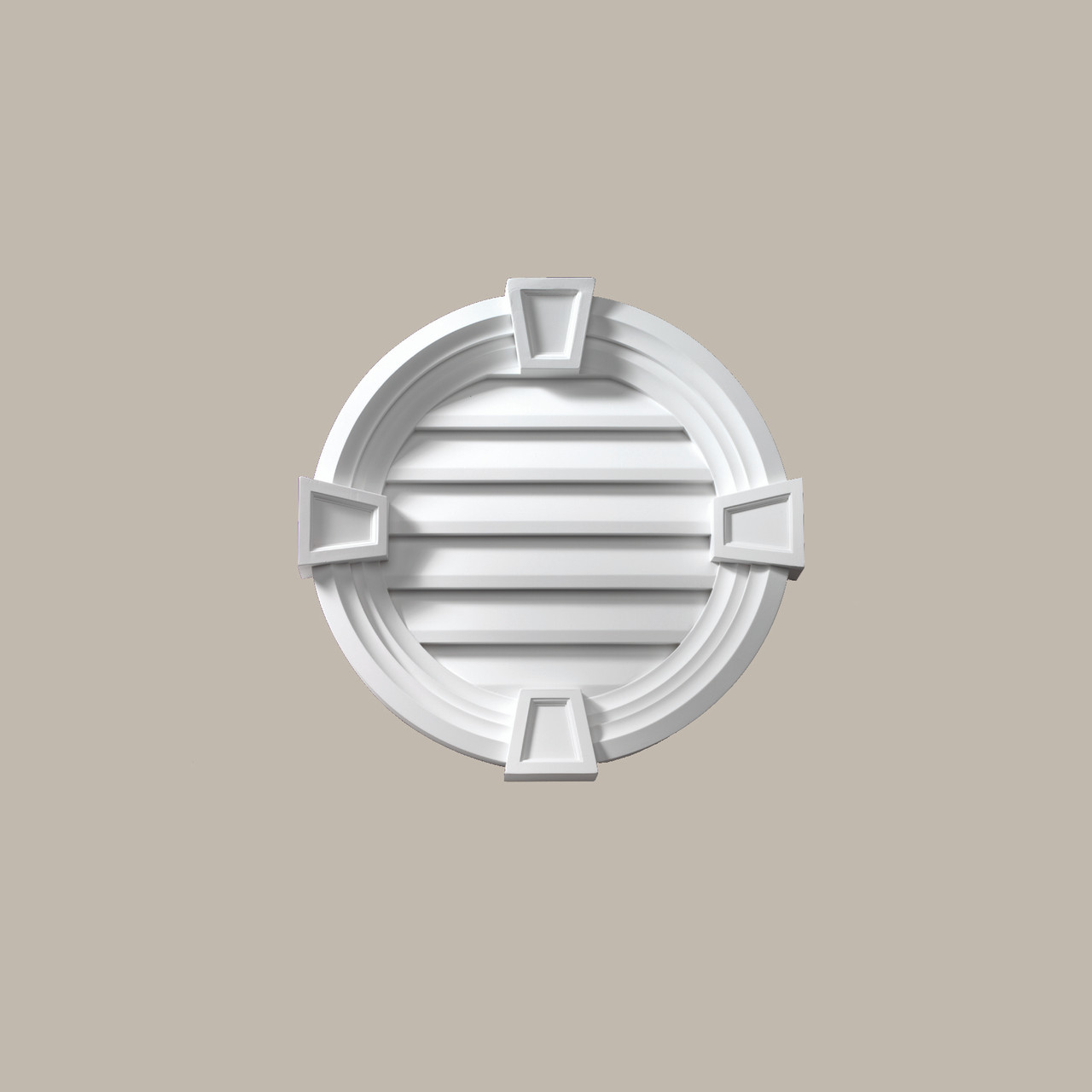 RLV24MTK Decorative Standard Keystone Round Louver Vent with Decorative Trim - 24" Diameter