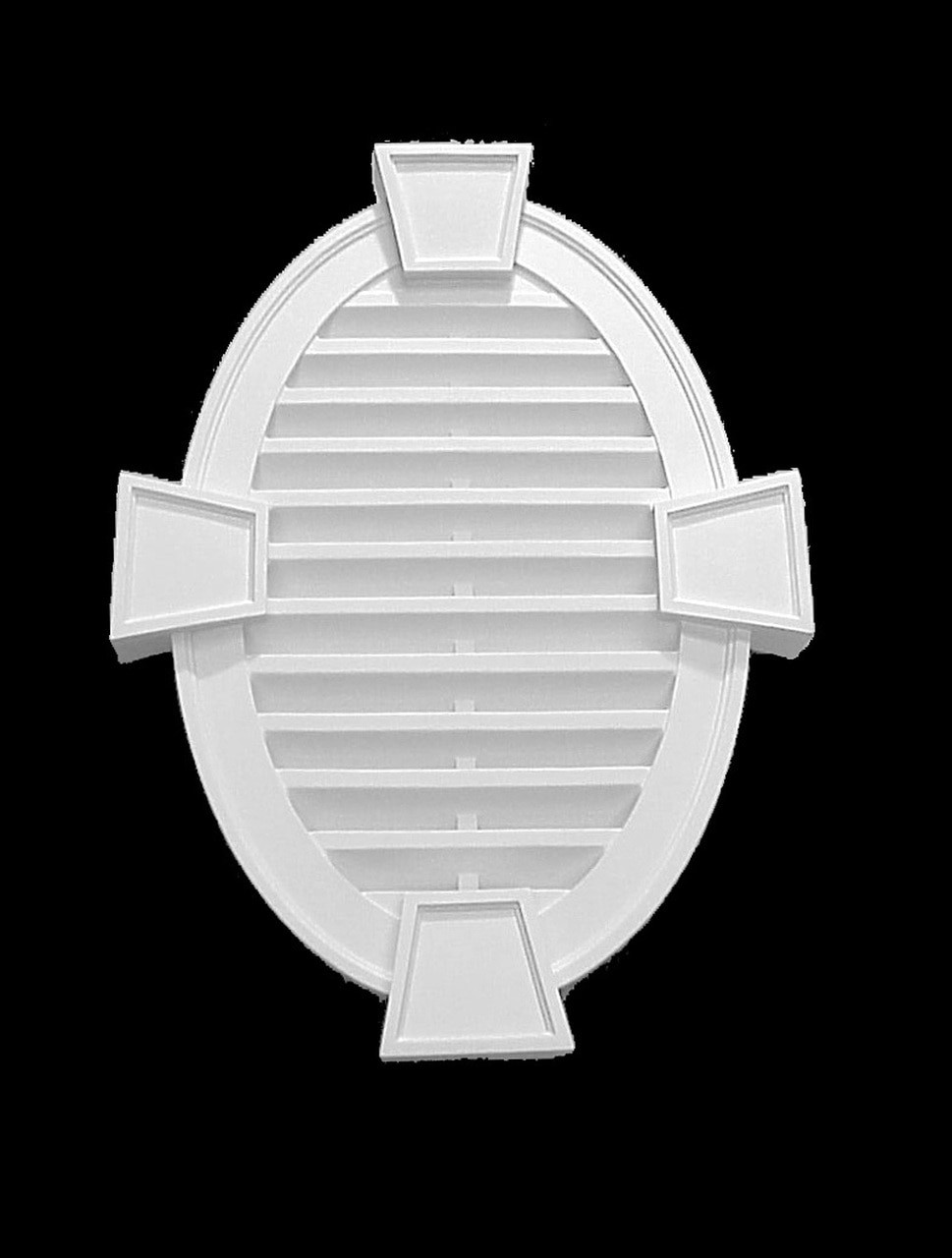 OVVK1626C Decorative Vertical Oval Louver Vent with Keystones