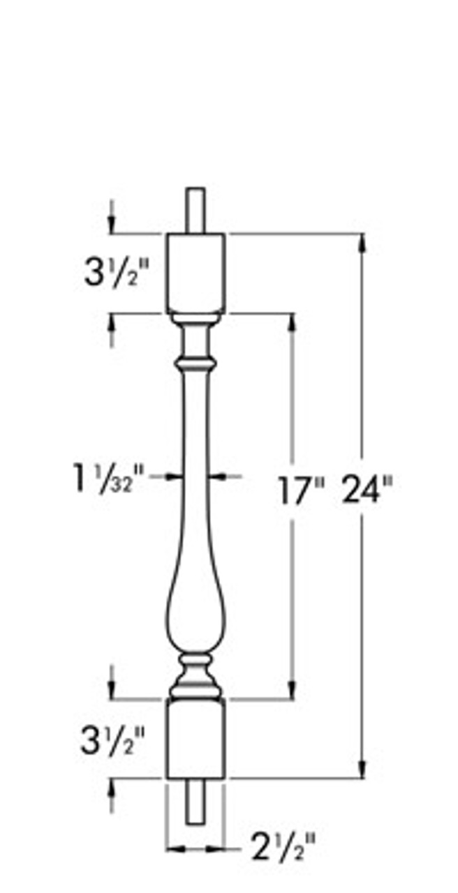 2 1/2"W x 24"H x 2 1/2"D Classic Baluster BAL3X24CC by Fypon