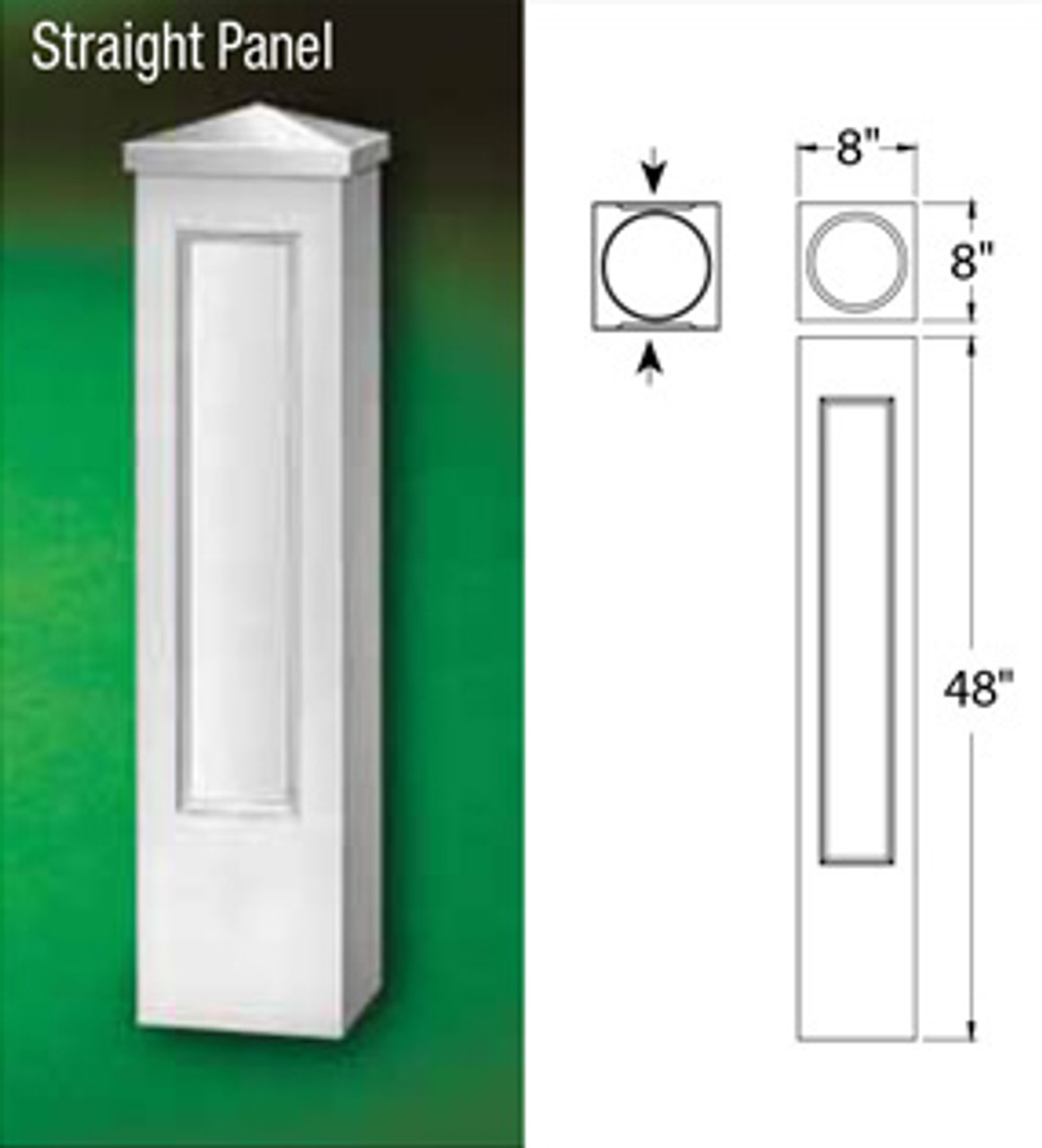 Straight Panel Newel Post NPSP8X48