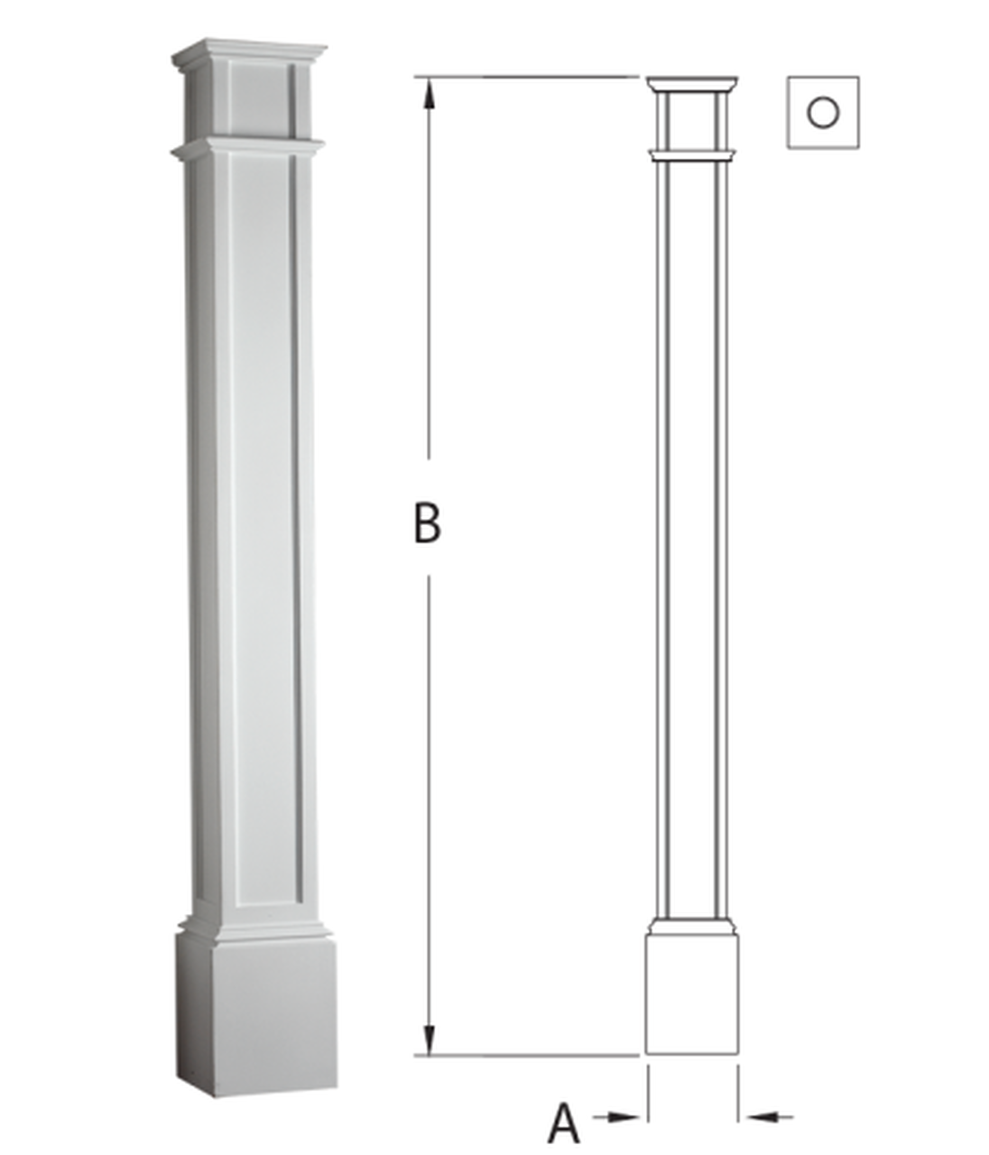 6 1/8"W x 96"H x 6 1/8"D Panel Square Column Structural COL8X96PSQ by Fypon