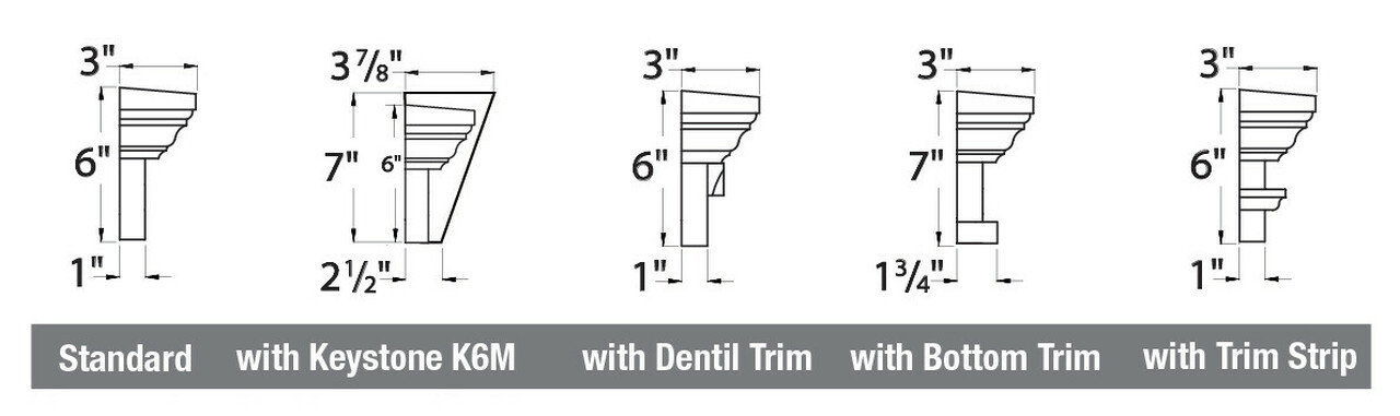 46"W x 6"H x 3"D 6 inch Classic Crosshead with Trim Strip WCH46X6T by Fypon