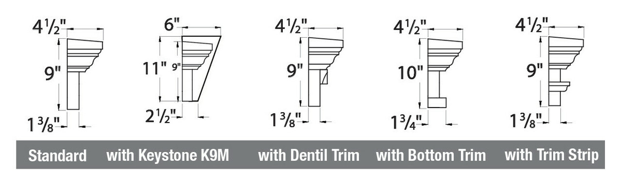 103"W x 9"H x 4 1/2"D 9" Classic Crosshead with Dentil Trim WCH103X9D by Fypon