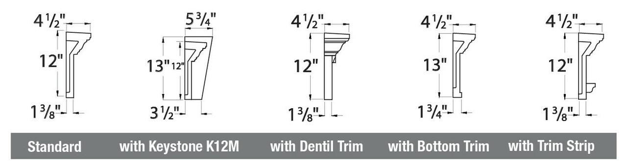 200"W x 13"H x 4 1/2"D 12" Classic Crosshead with Bottom Trim WCH200X13BT by Fypon