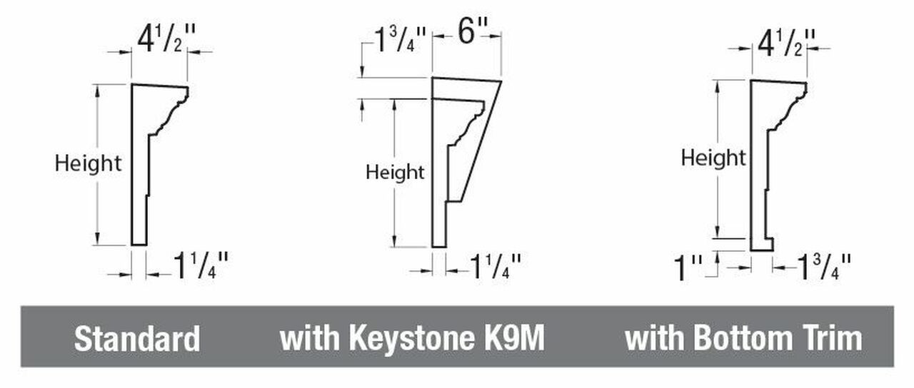 9 inch Crosshead Arch with Bottom Trim WCHARS33X15BT