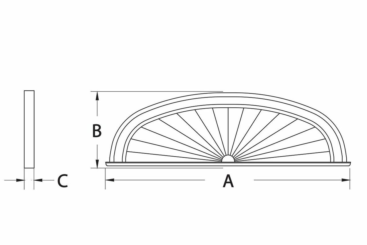 Elliptical Sunburst with Decorative Trim ESWDH76X23