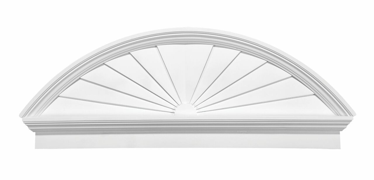 85"W x 27 3/8"H x 3 1/8"D Combination Sunburst Pediment with Bottom Trim CSP85BT by Fypon