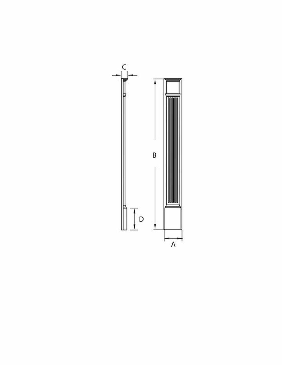 Two-Piece Adjustable Fluted Pilaster PIL8X144