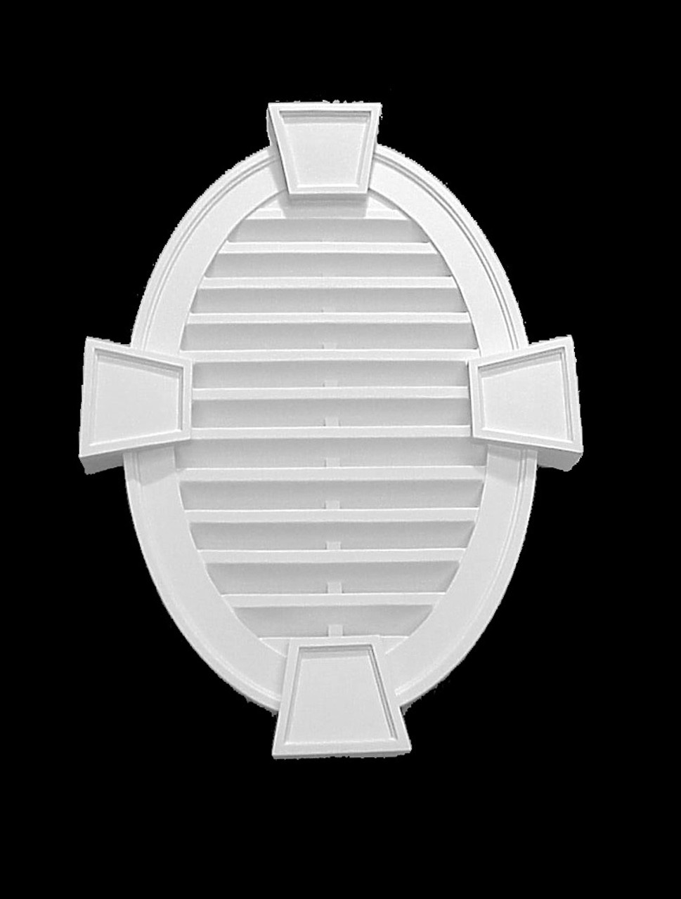 OVVK1626O Functional Vertical Oval Louver Vent with Keystones