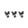 Set of three Injector Dynamics ID1050X fuel injectors for Yamaha YXZ1000 UTV, side view showing electrical connectors and O-rings