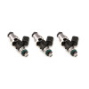 Injector Dynamics 2600-XDS fuel injectors, set of three, side view showing electrical connectors and o-rings