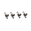 Set of four Injector Dynamics 1300cc fuel injectors, angled view showing grey tops and electrical connectors