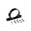 Injector Dynamics ID-F1250 fuel filter mounting bracket, black clamp shown with mounting bolts, washers and nuts included.