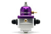 Fuelab 529 EFI adjustable fuel pressure regulator, purple body, silver base with dual -8AN fittings and vacuum port